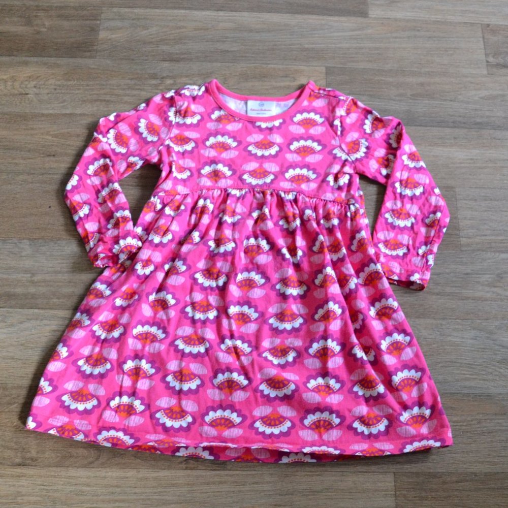 Hanna Andersson Pink Floral Long Sleeve Dress Size 110